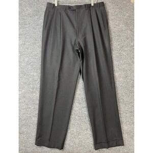 Canali Proposta Dress Pants Mens 36x32 Grey Wool Pinstripe Pleated Cuffed Italy
